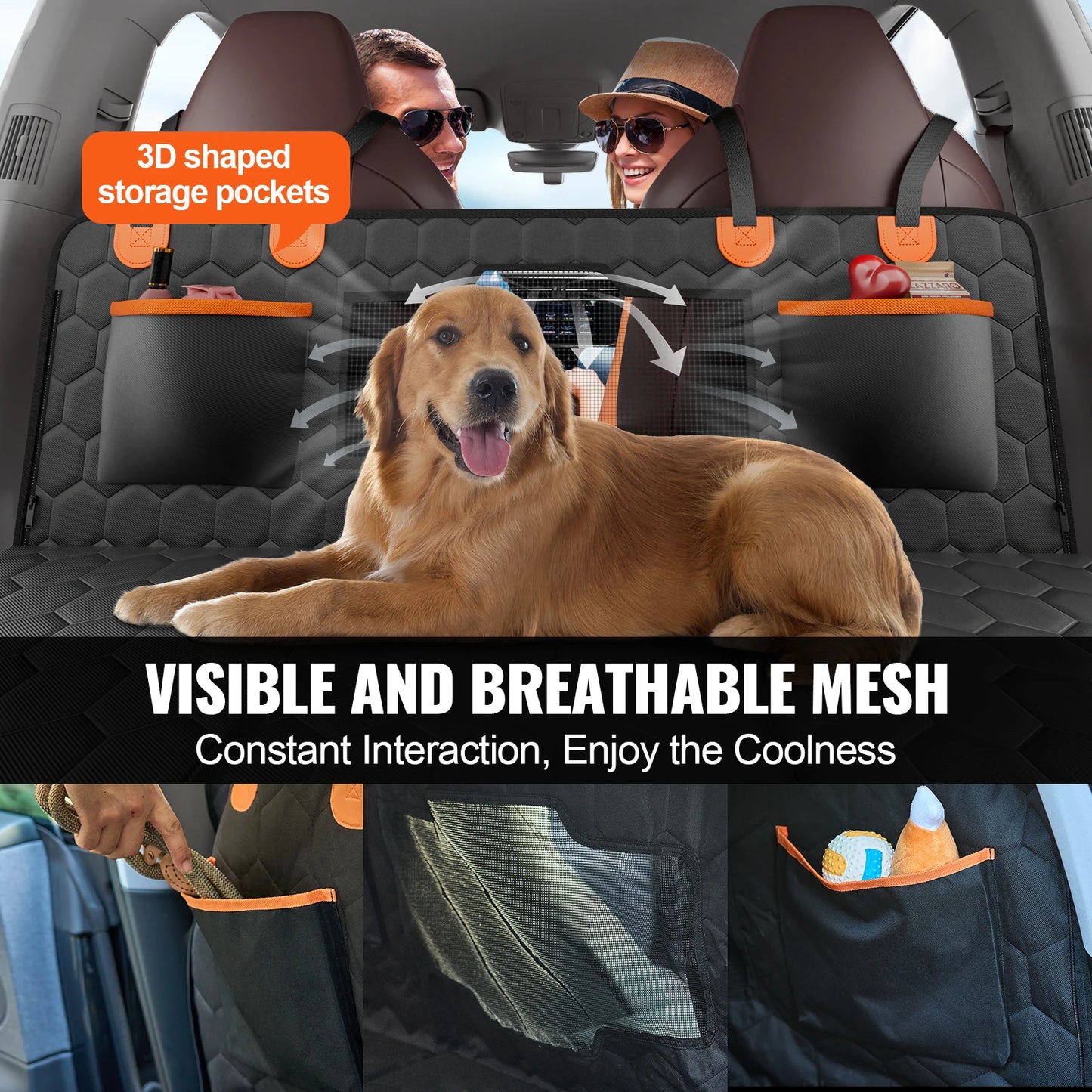 SucceBuy Back Seat Extender Dog Car Seat Cover With Mesh Window Hammock
