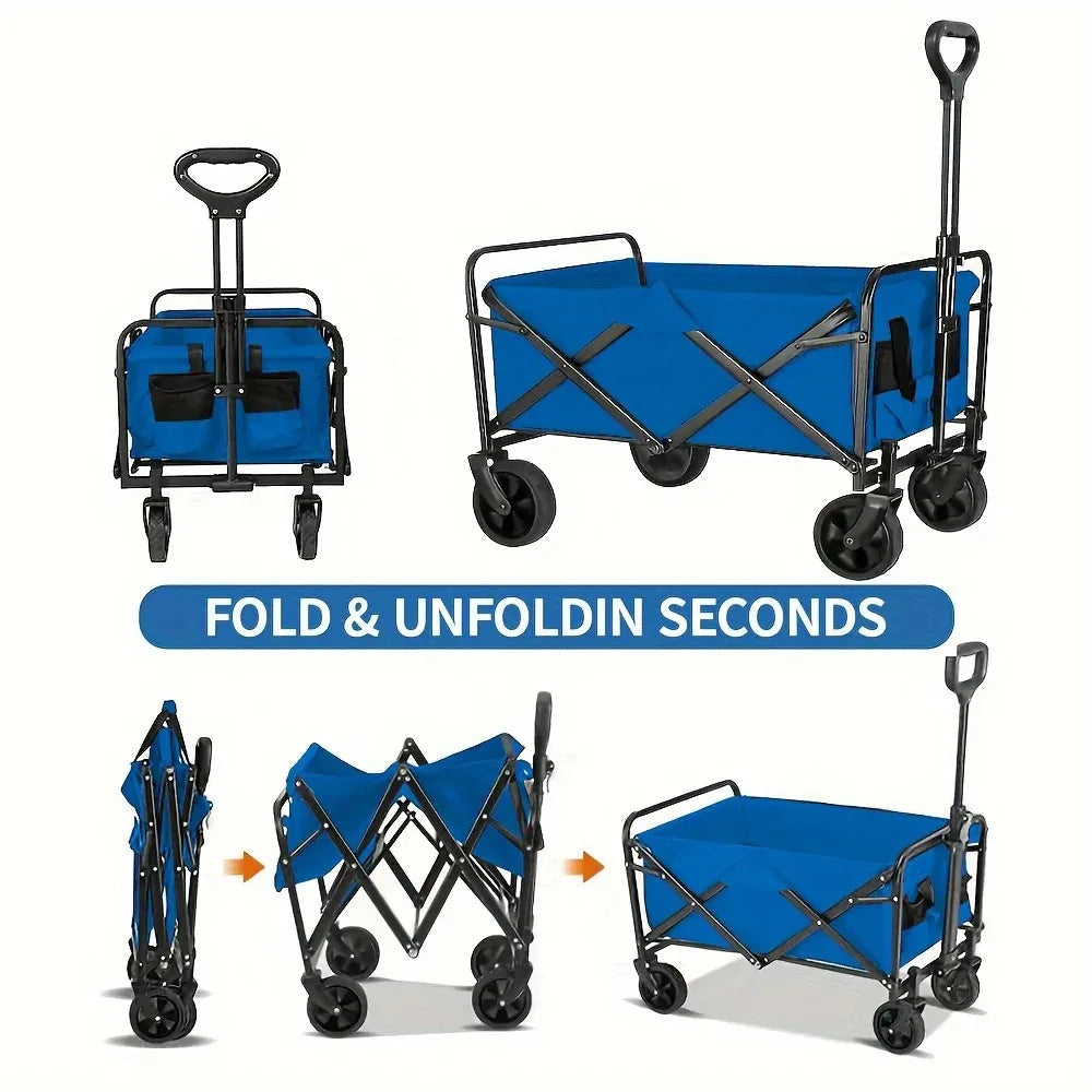 Foldable Heavy Duty Utility Wagon Cart For Groceries And Gardening