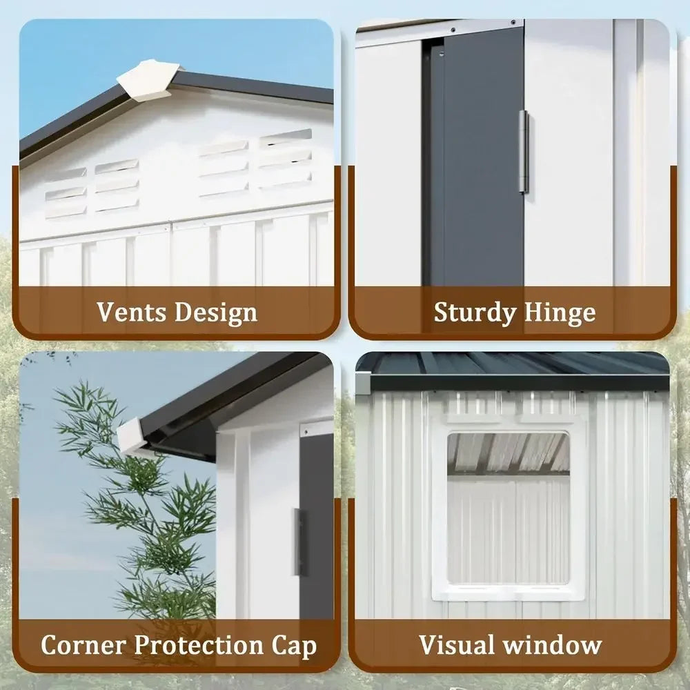 Outdoor Galvanized Steel Shed With Lockable Door And Window