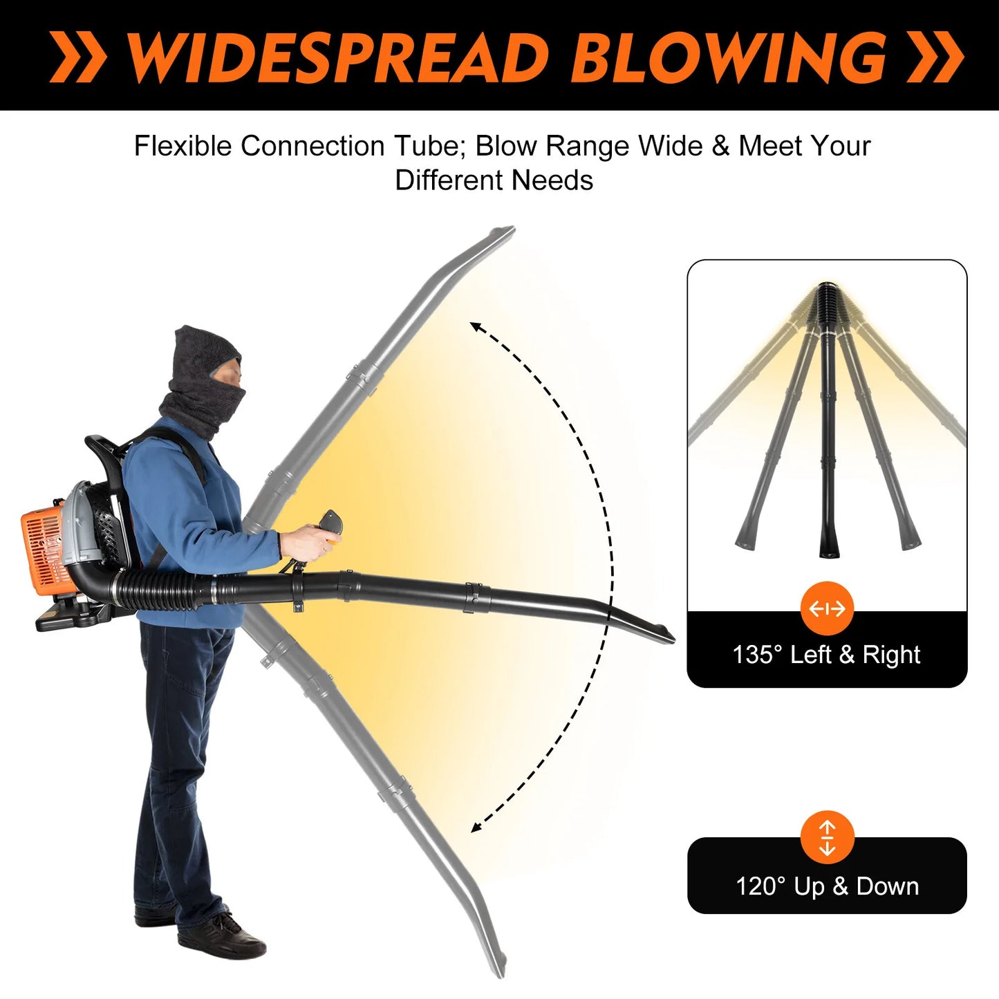 Bymaocar 63cc Gas Leaf Blower Backpack Adjustable Speed Yard Cleanup