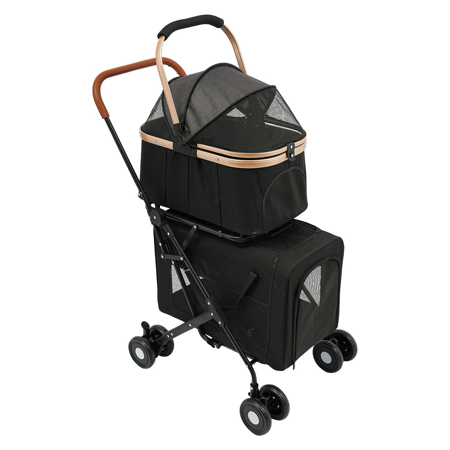 Bymaocar Foldable Pet Stroller for Small and Medium Dogs Two Tier Load 35kg