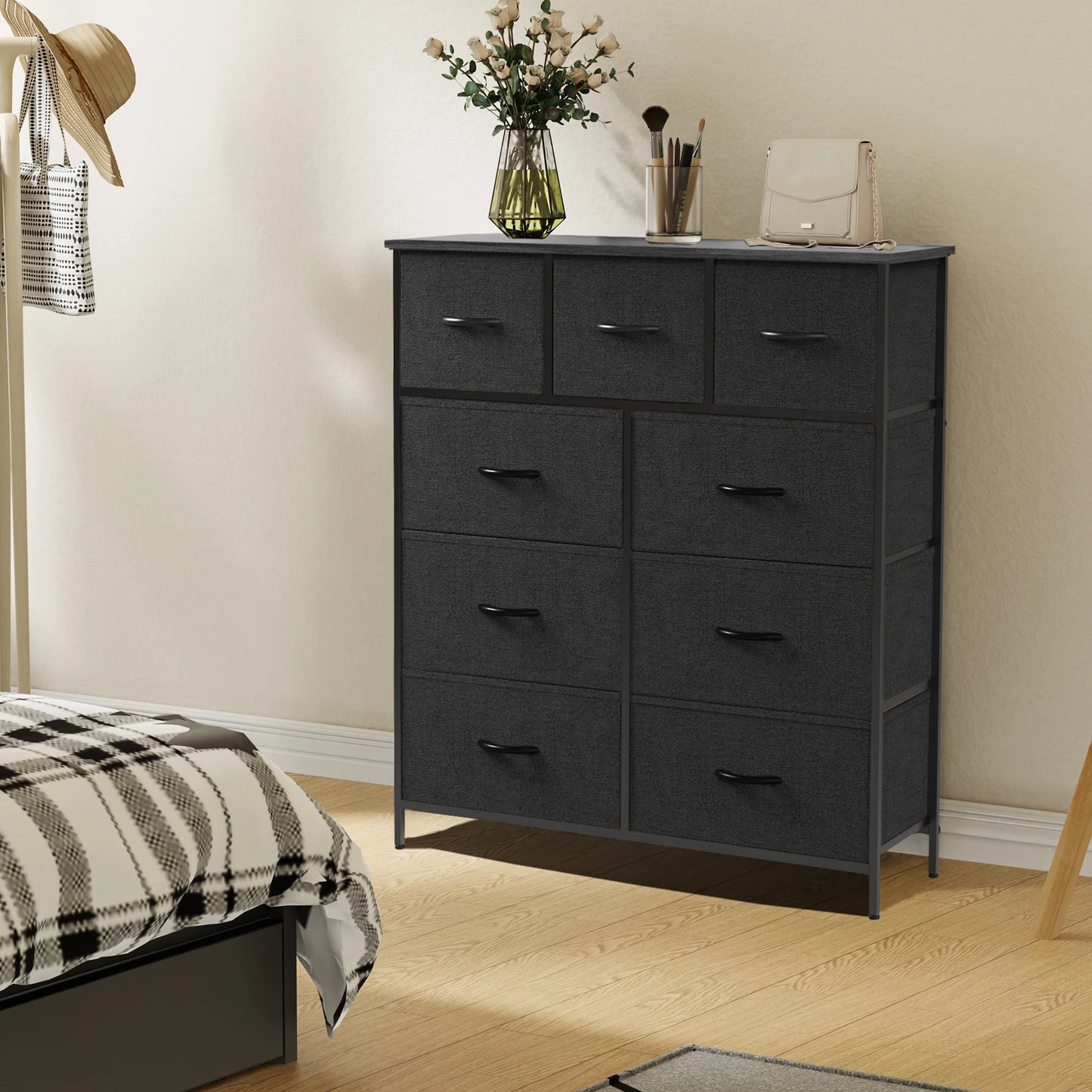 JHK Dresser Wardrobe With 9 Fabric Storage Drawers