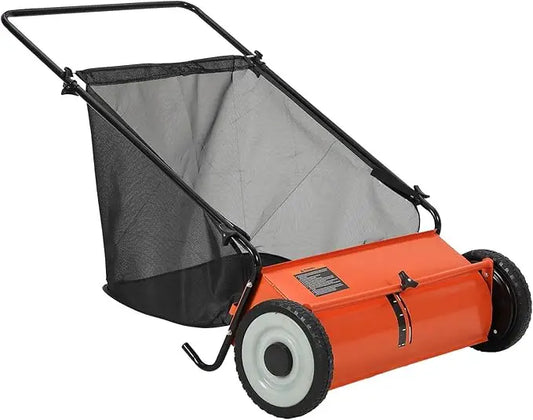 Push Lawn Sweeper With Durable Steel Frame And Bag