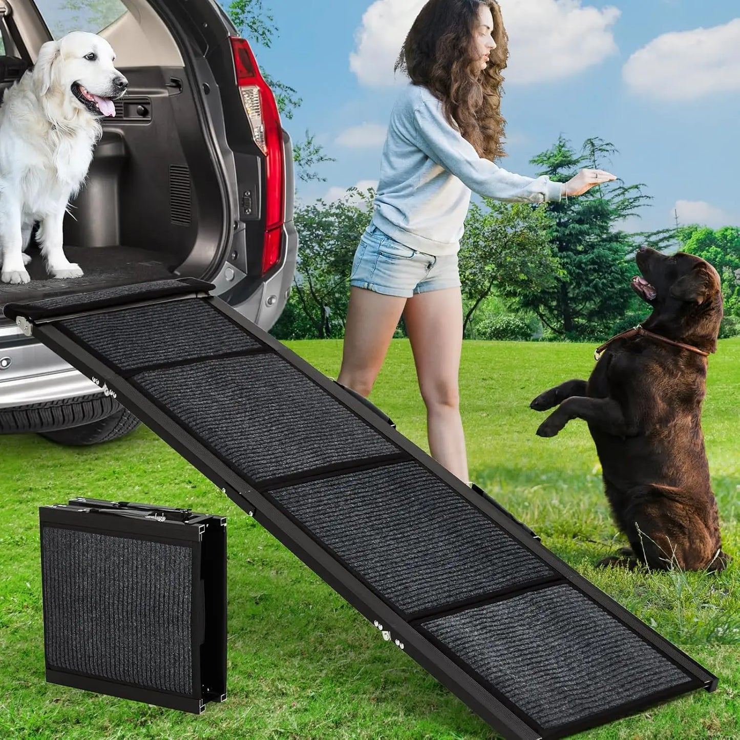 HiMISSDog Car Ramp For Dogs Folding Pet Steps SUV Truck