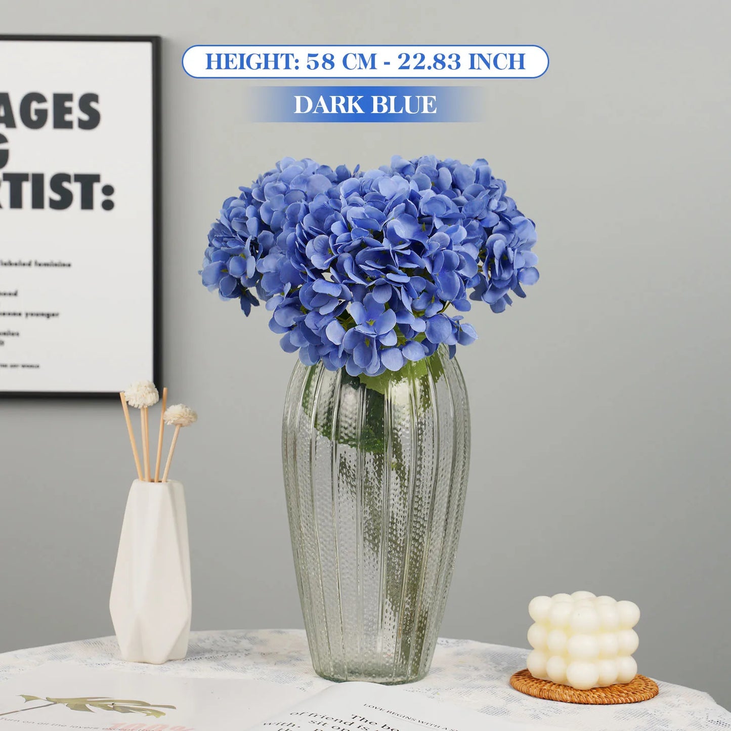 NONECN Silk Hydrangea Bouquet Artificial Flowers for Weddings and Events