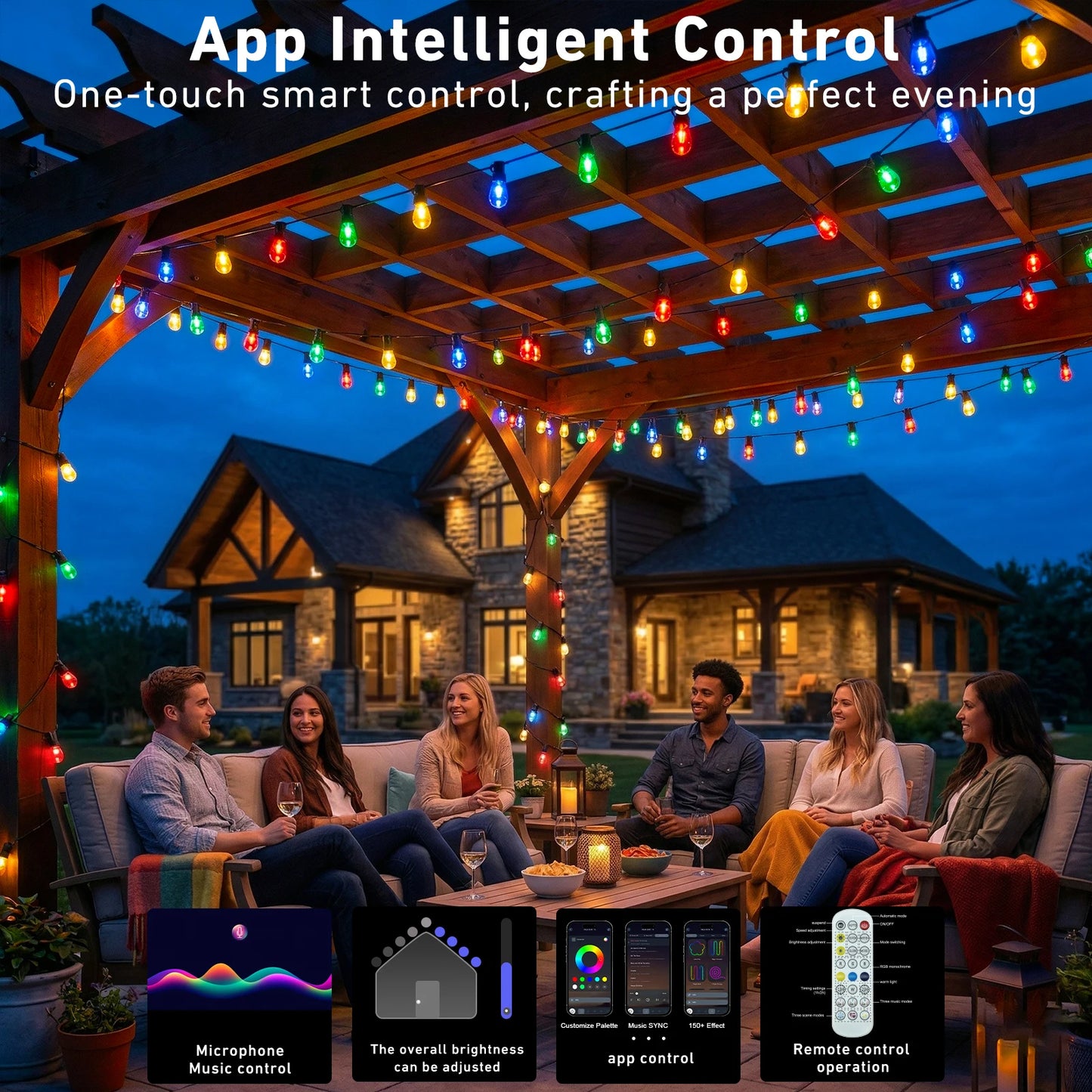 RGB IC Outdoor String Lights IP67 Dimmable DreamColor LEDs