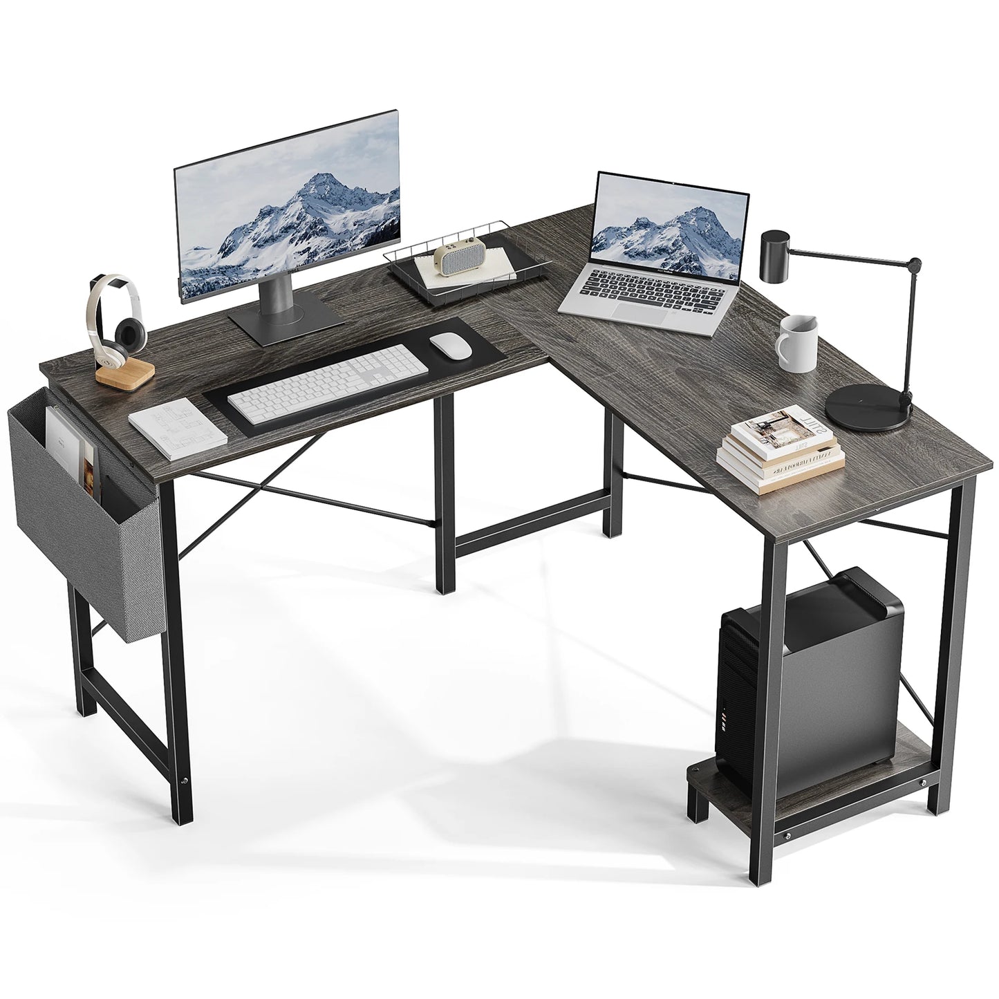 JHK Gaming Desk L Shaped With CPU Storage Shelf Office