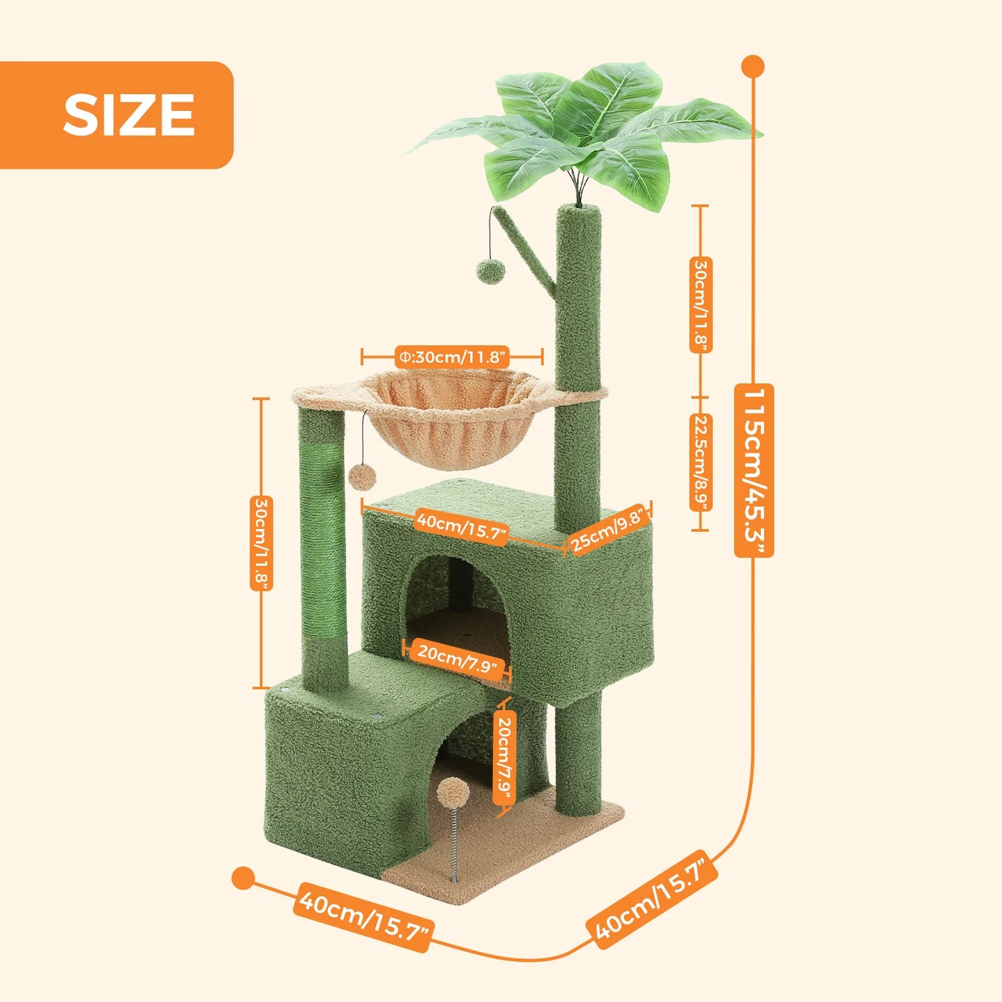 PEQULTI CN Cactus Cat Tree With Condo And Hammock For Indoor Cats