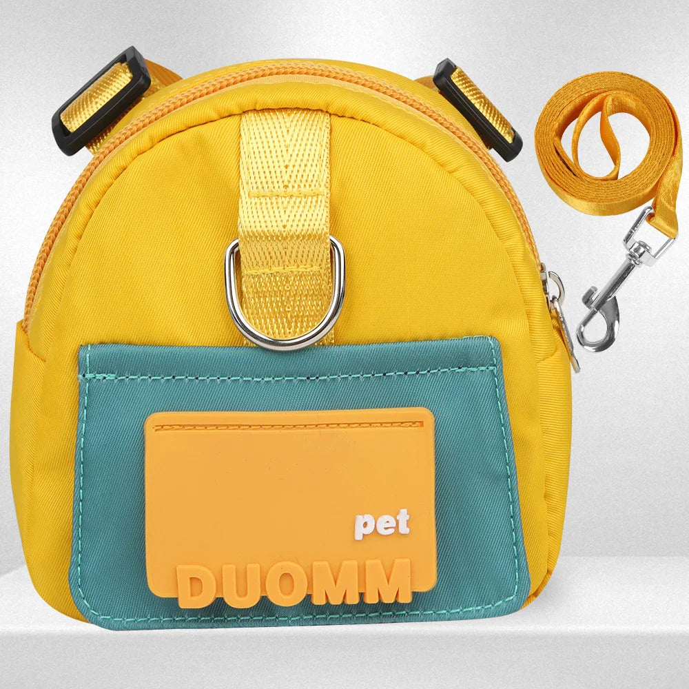 Adjustable Pet Backpack With Harness Leash Travel Treat Pouch