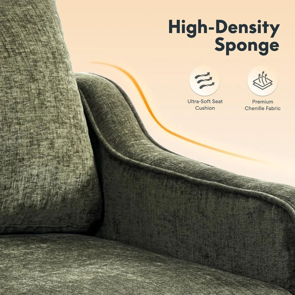 Chenille Upholstered Armchair Living Room Mid Century Modern