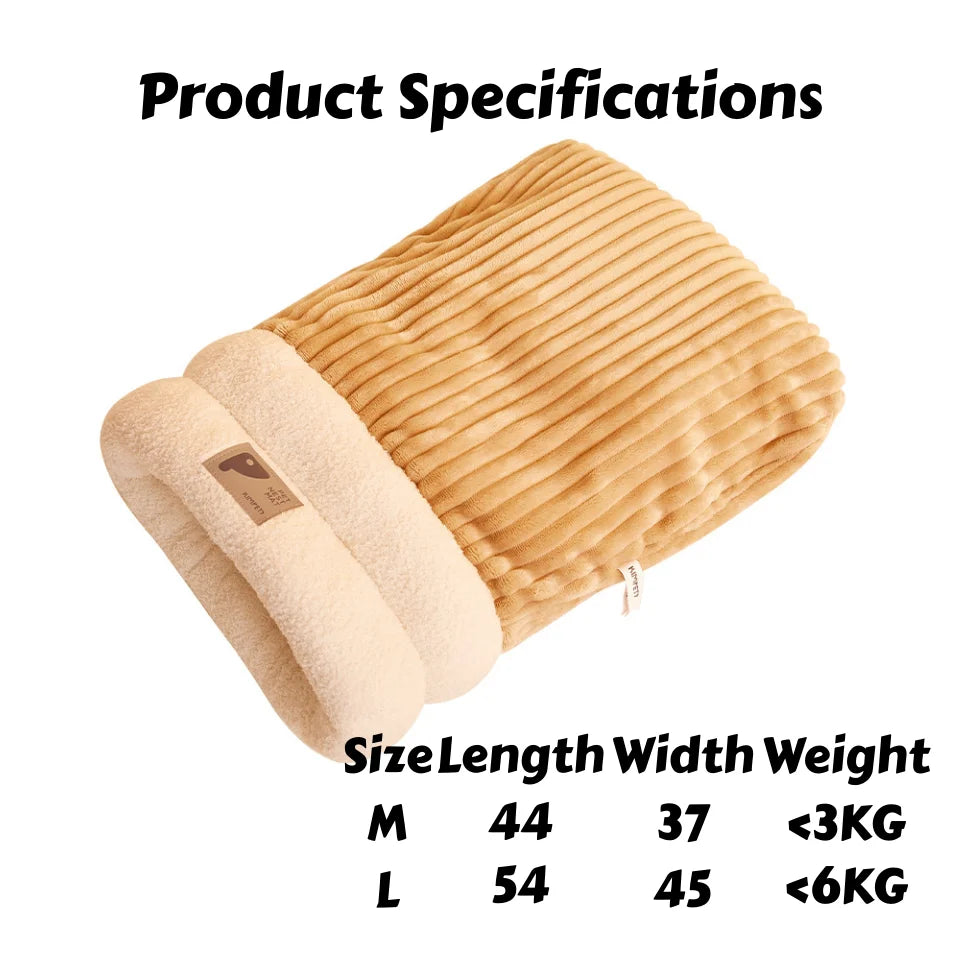 Warming Plush Cat Sleeping Bag Enclosed Snuggle Sack for Winter
