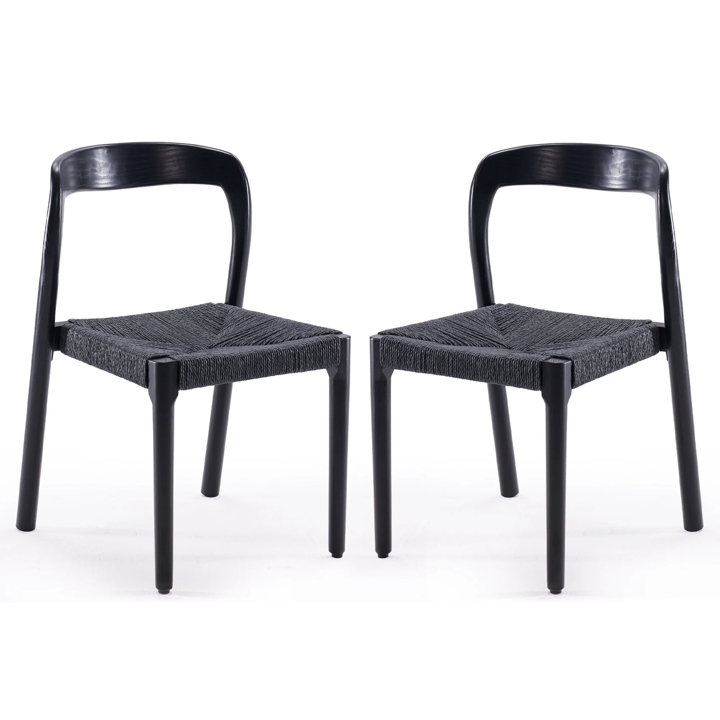 FARINI Ash Wood Stackable Dining Chairs Midcentury Modern Set 2