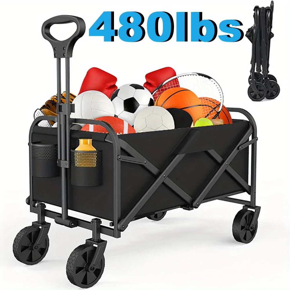 Collapsible Folding Beach Wagon Cart With All Terrain Wheels
