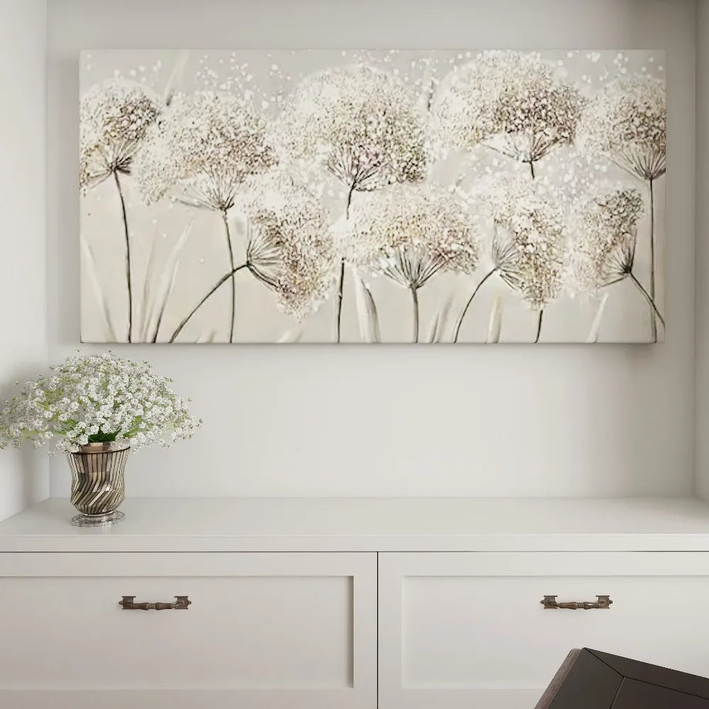 Nordic Style Wood Frame Canvas Print Dandelion Wall Art