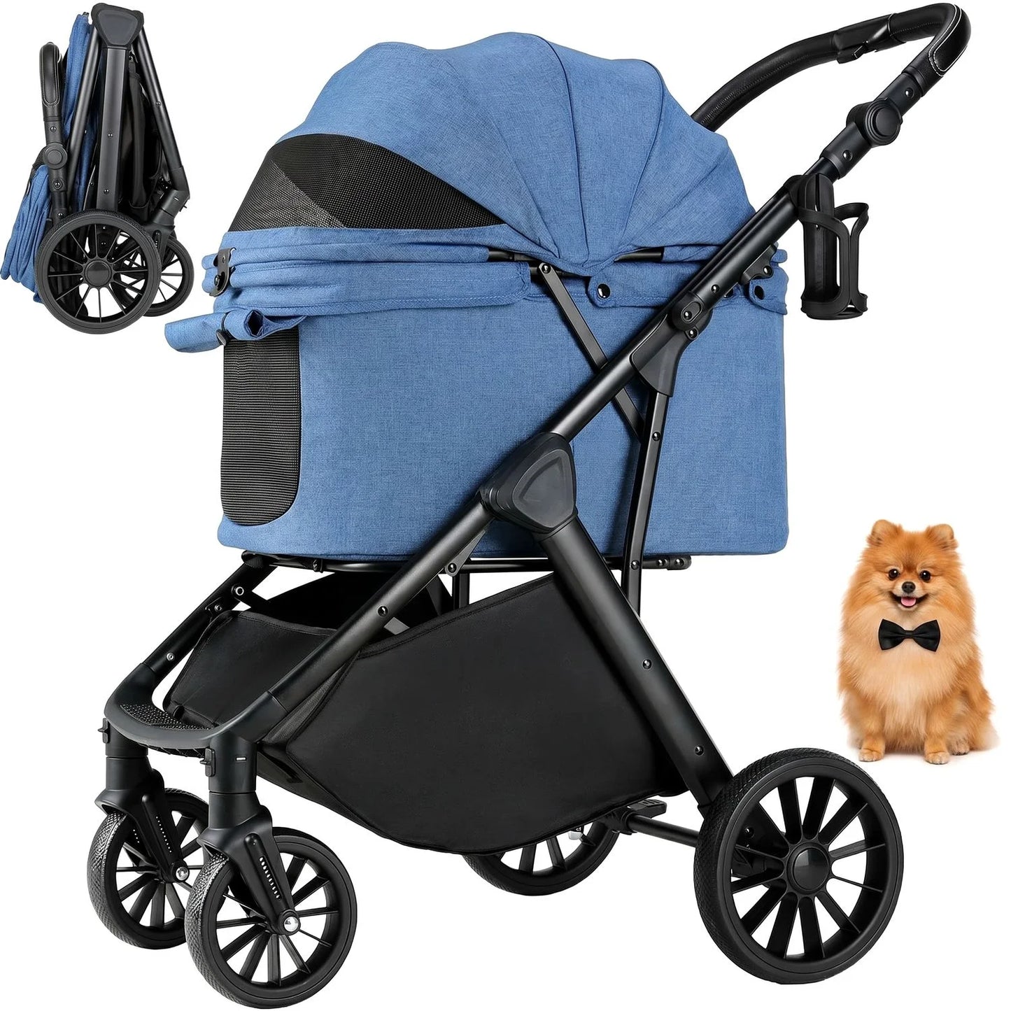 Foldable Pet Stroller All Terrain For Medium Dogs And Cats