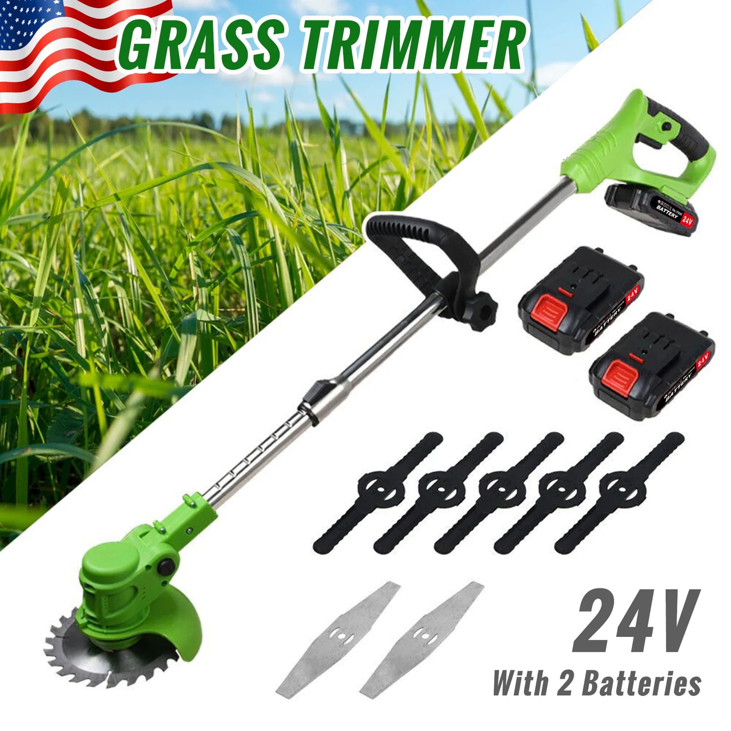 Cordless Electric Weed Trimmer 2 In 1 Lawn Edger Cutter