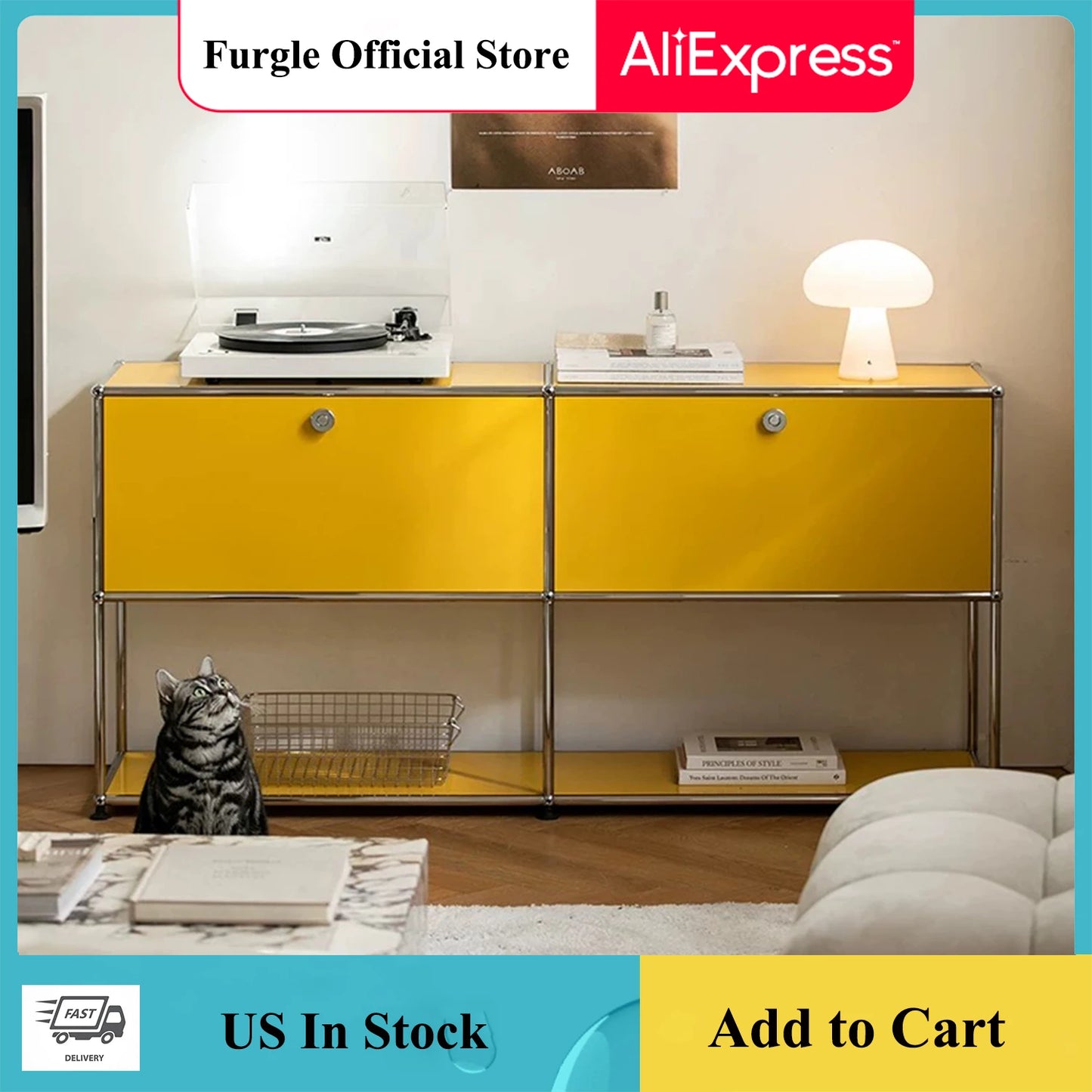 Furgle Modular Metal Storage Cabinet Freestanding Sideboard Organizer