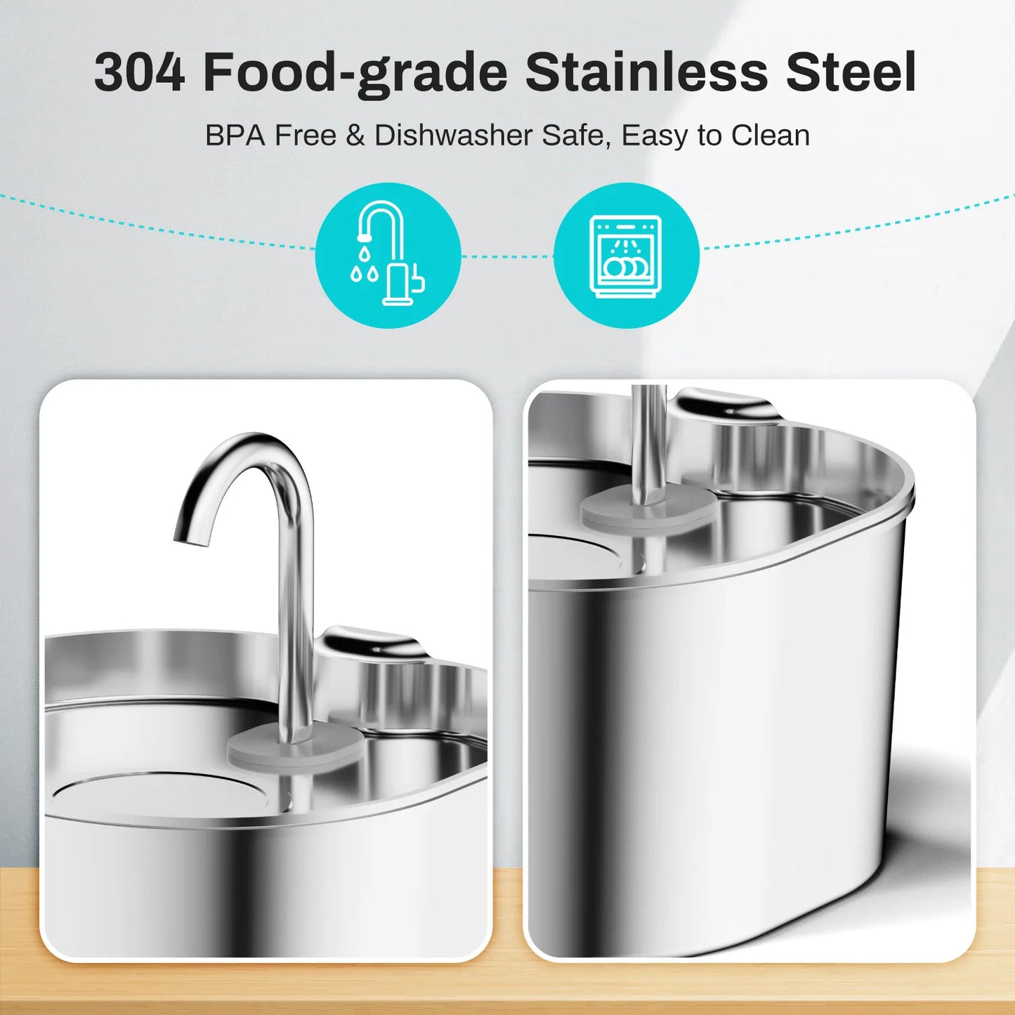 Automatic Stainless Steel Cat Water Fountain With Window