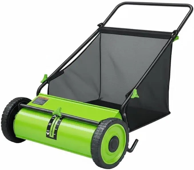 Push Lawn Sweeper With Durable Steel Frame And Bag