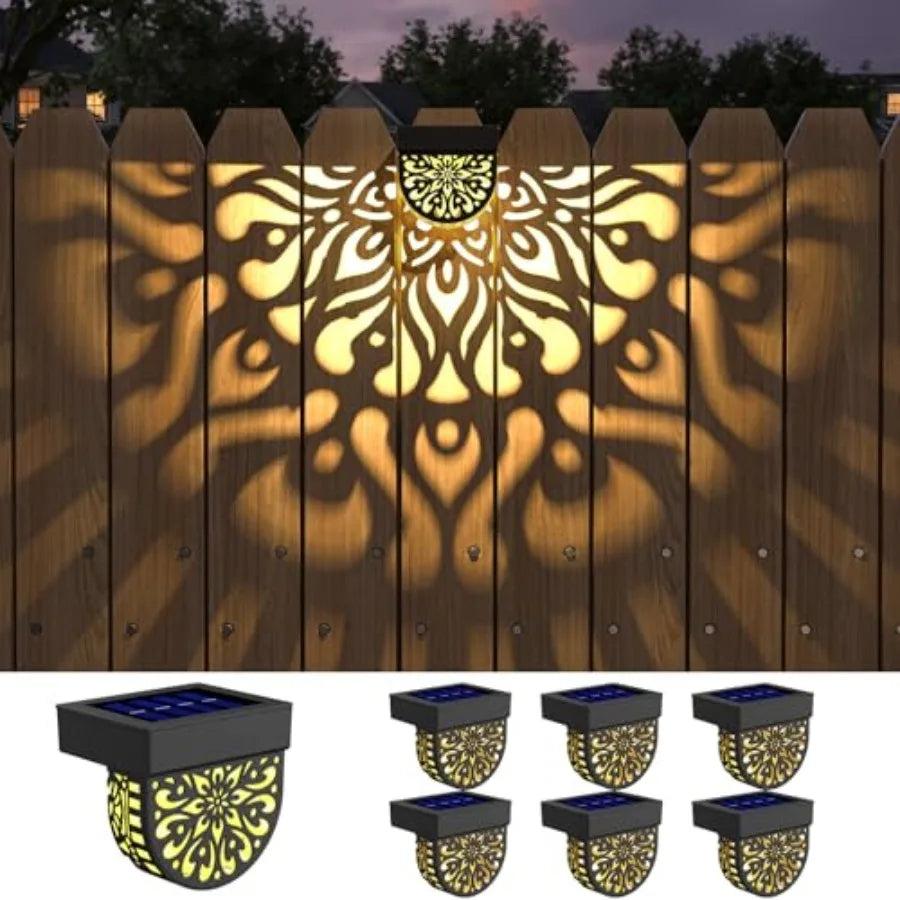 Solar Fence Lights Outdoor Wall Deck Step Lights Mandala Theme
