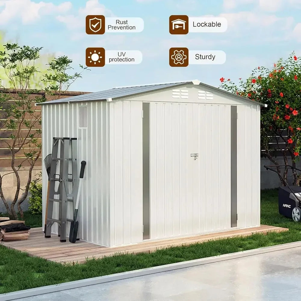 Outdoor Galvanized Steel Shed With Lockable Door And Window