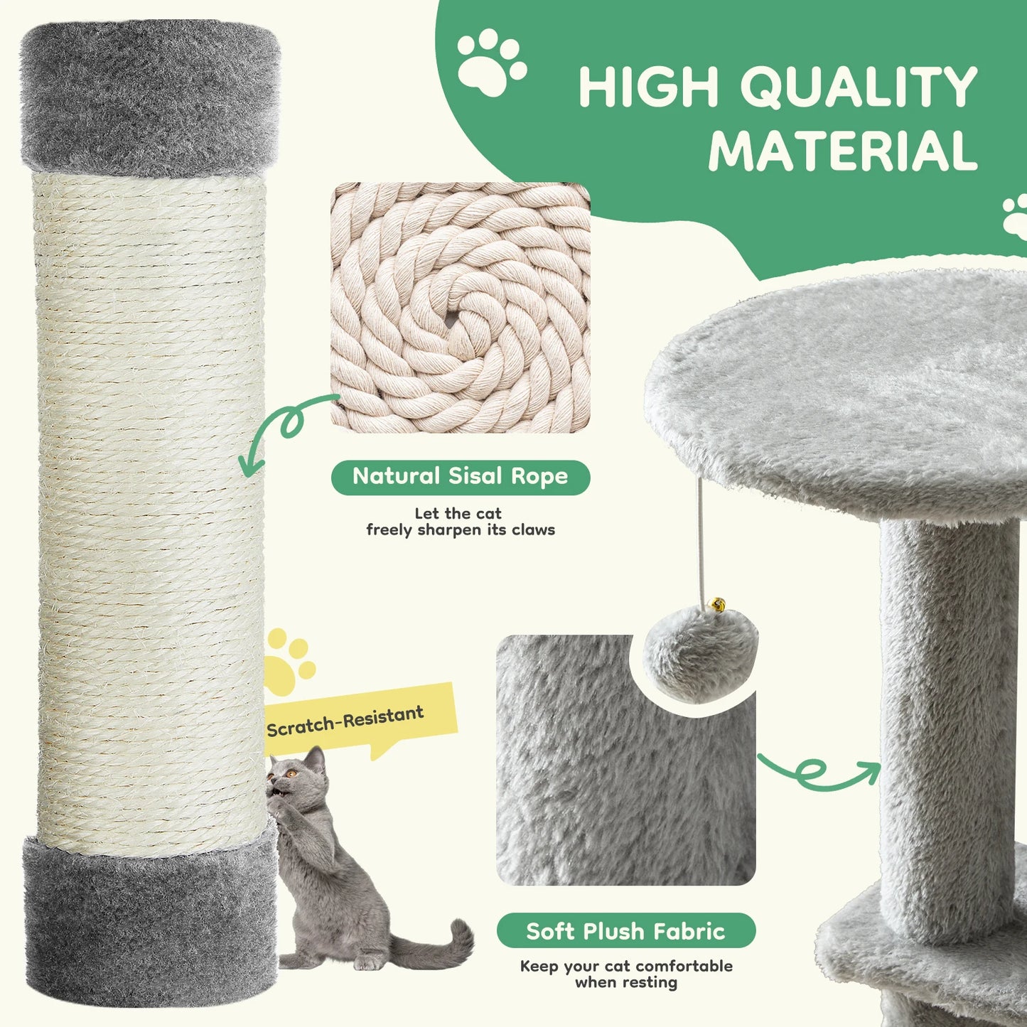 JHK Cat Tree Tall Multi Cat Climbing Tower Sisal Posts