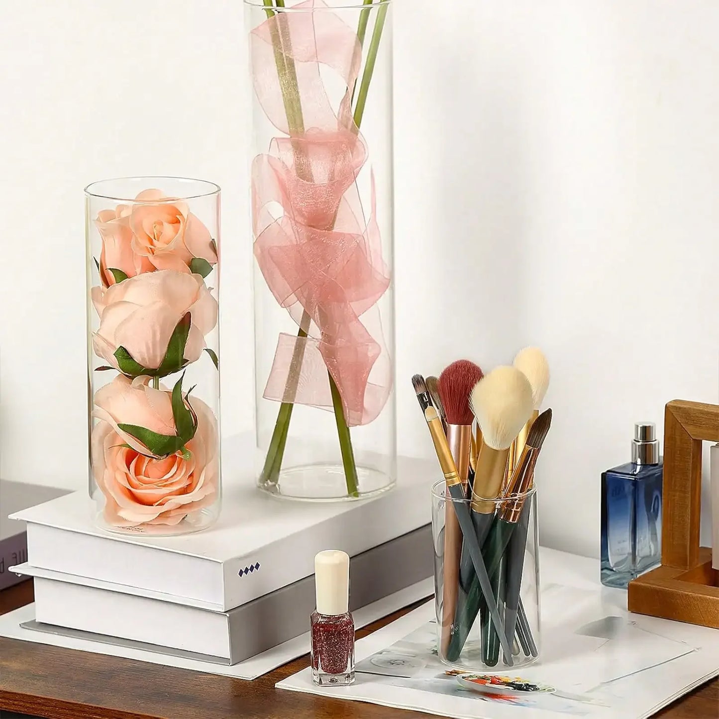 Clear Glass Cylinder Vase Set For Weddings And Centerpieces