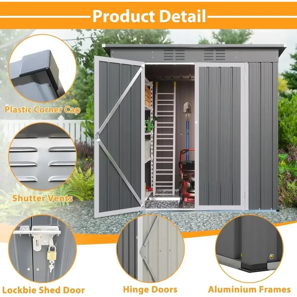 Metal Utility Shed With Floor For Garden Tools And Outdoor Storage