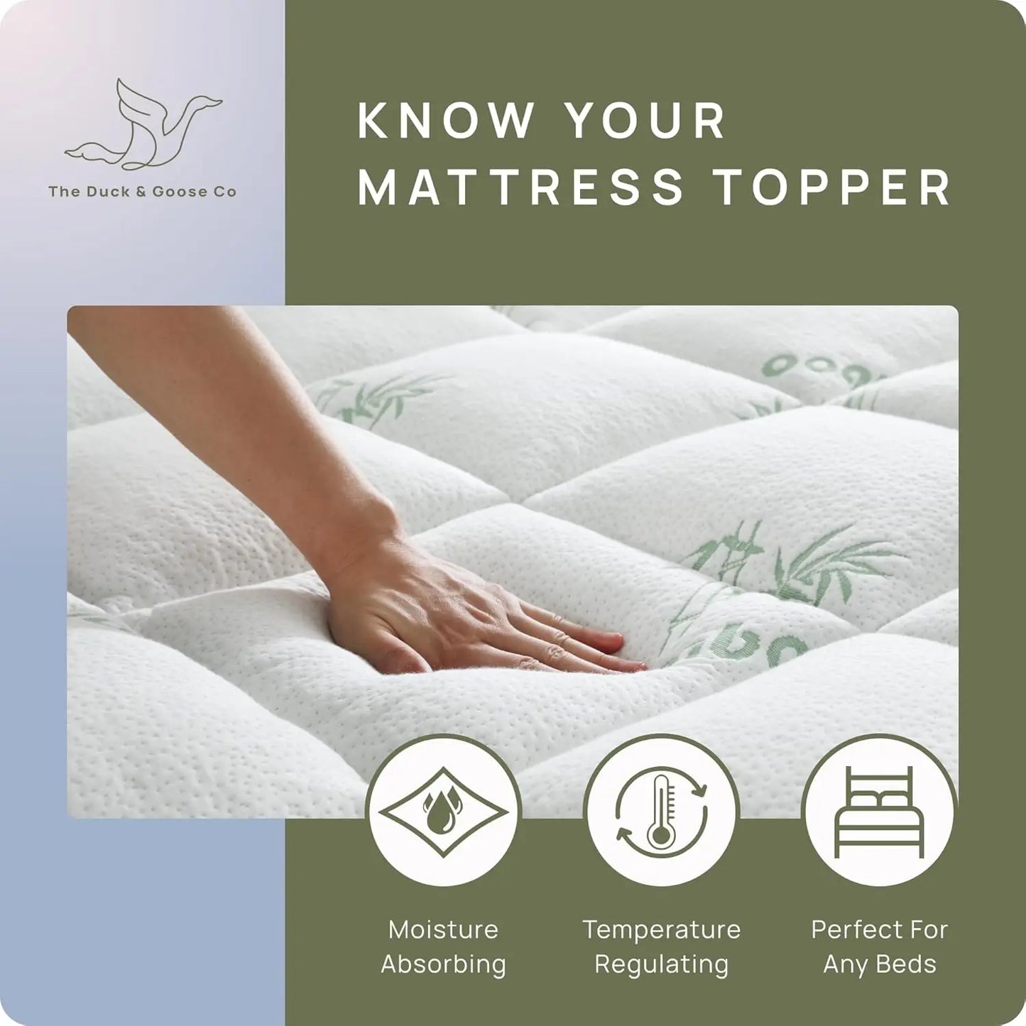 Cooling Mattress Topper Plush Bamboo Viscose For Back Pain Relief