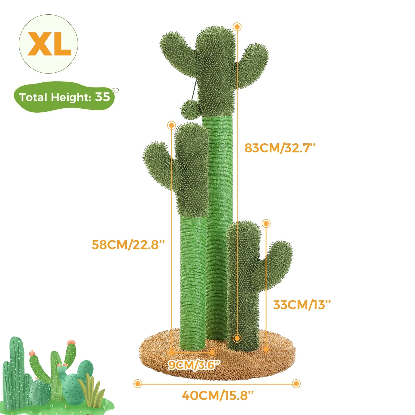PEQULTI CN Cactus Cat Tree With Condo And Hammock For Indoor Cats