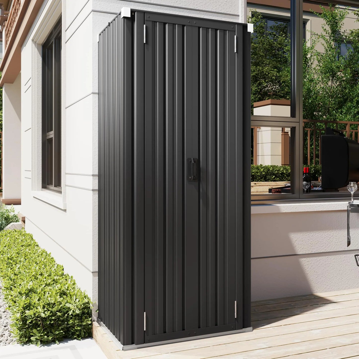 Outdoor Storage Cabinet Waterproof Weatherproof With Internal Shelves Garden