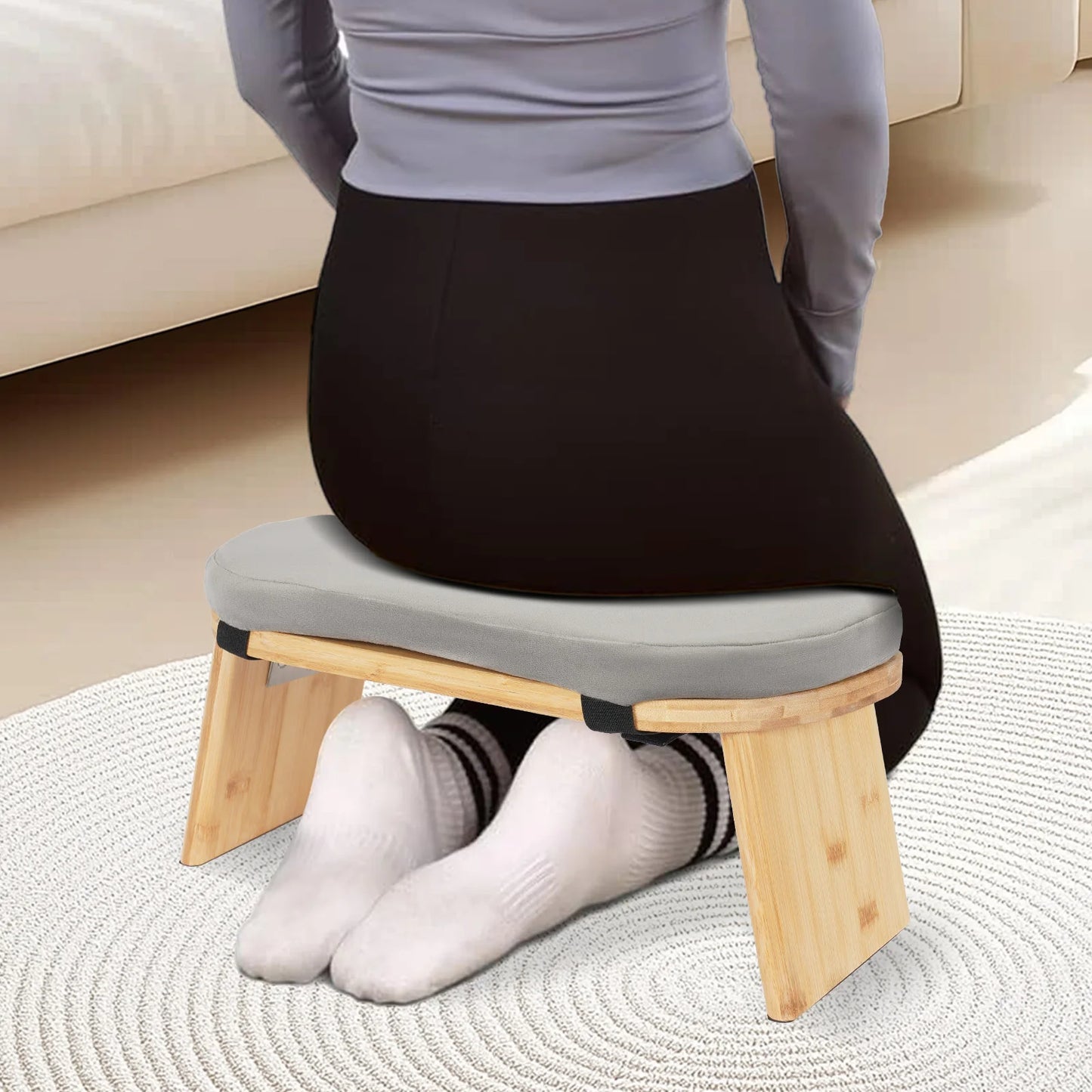 Bymaocar Foldable Meditation Bench Kneeling Stool for Home Yoga Prayer