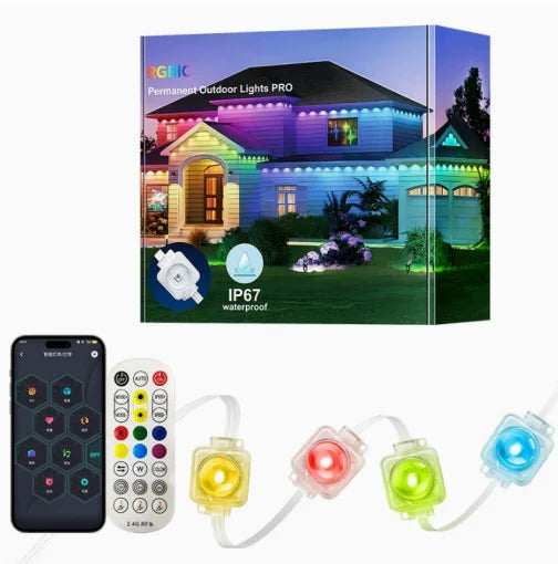 Smart Outdoor LED String Lights IP67 Waterproof With App Control