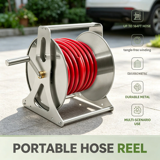 Heavy-Duty Water Hose Reel For Garden With Handle Fittings
