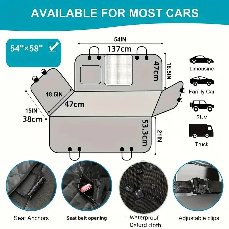 Dog Car Seat Cover Waterproof Hammock for Cars and Trucks