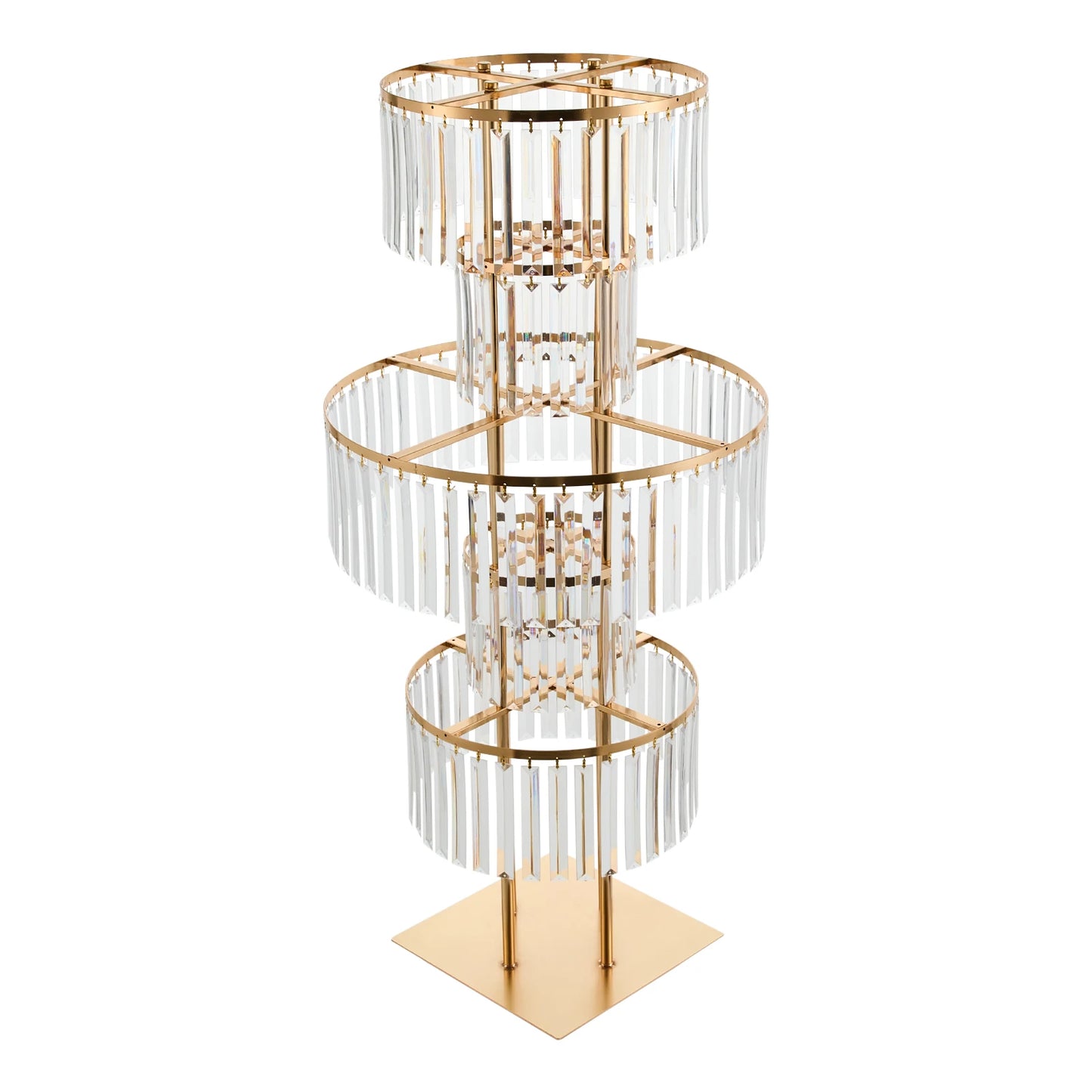 5-Tier Gold Wedding Flower Stand Crystal Style Floor Centerpiece