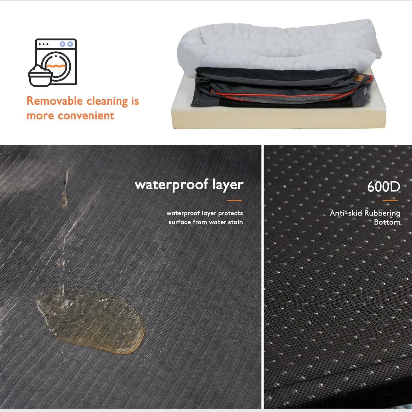 BINGOPAWCN Dog Bed With Washable Removable Cover Anti Allergy Waterproof