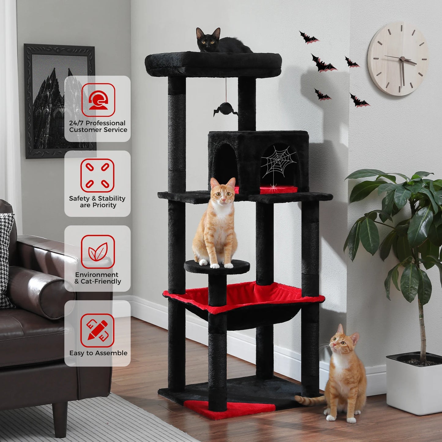 PAWZ Road Gothic Cat Tree Indoor Five Tier Tower With Hammock