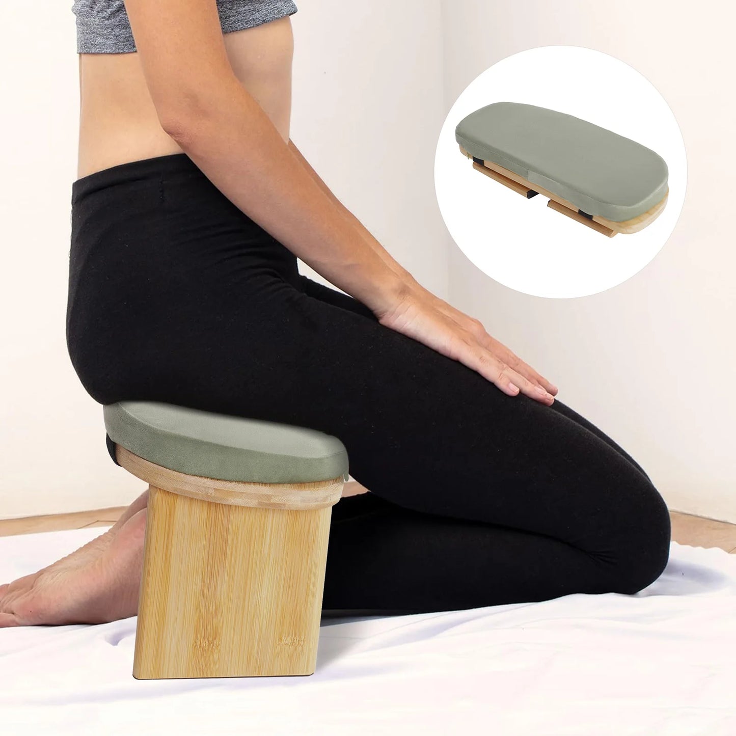 Bymaocar Foldable Meditation Bench Kneeling Stool for Home Yoga Prayer
