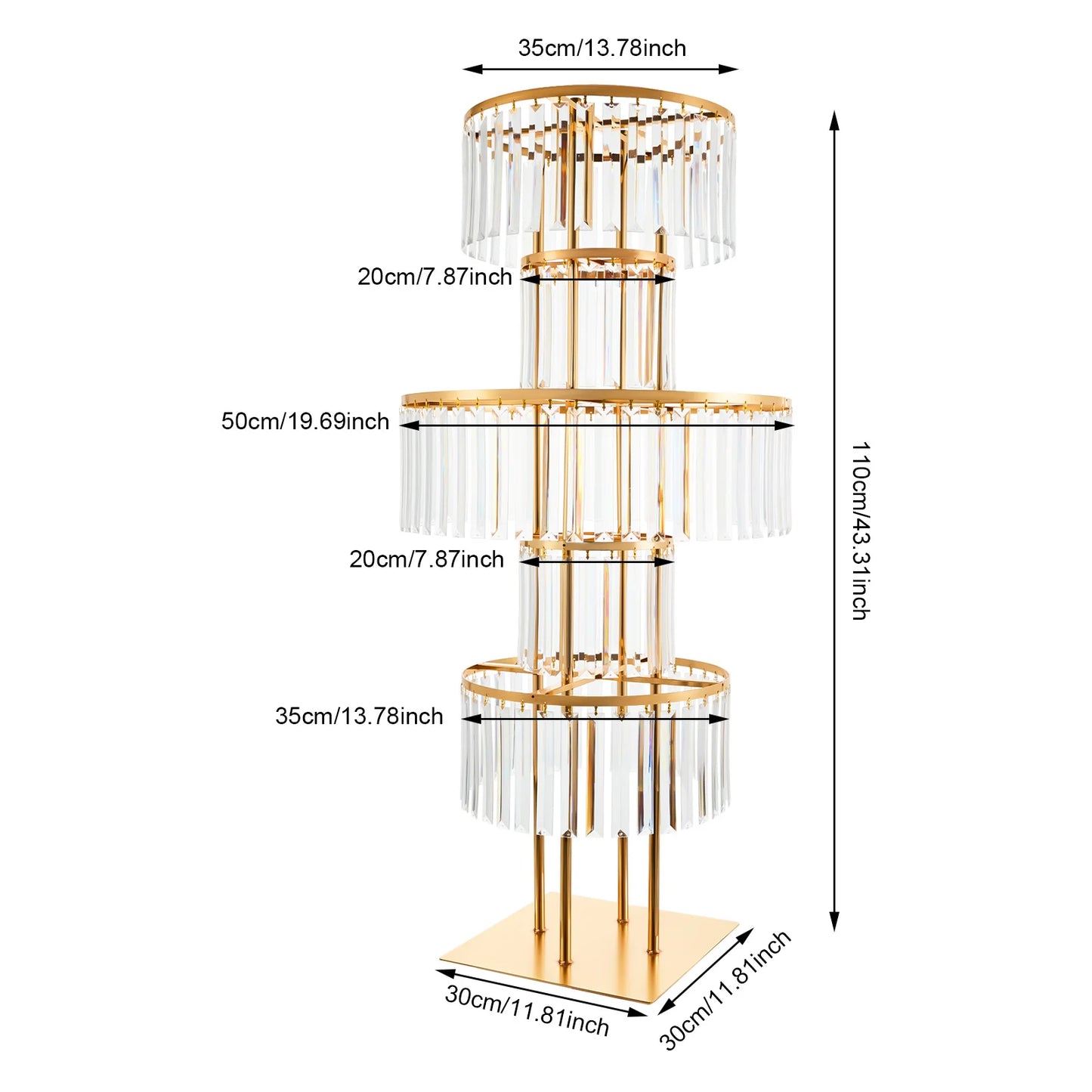 Five Tier Wedding Centerpiece Stand With Hanging Acrylic Vases
