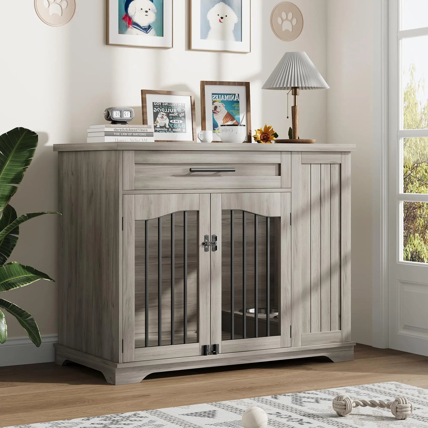 HiMISS Furniture Style Dog Crate Drawer Storage Heavy Duty Kennel