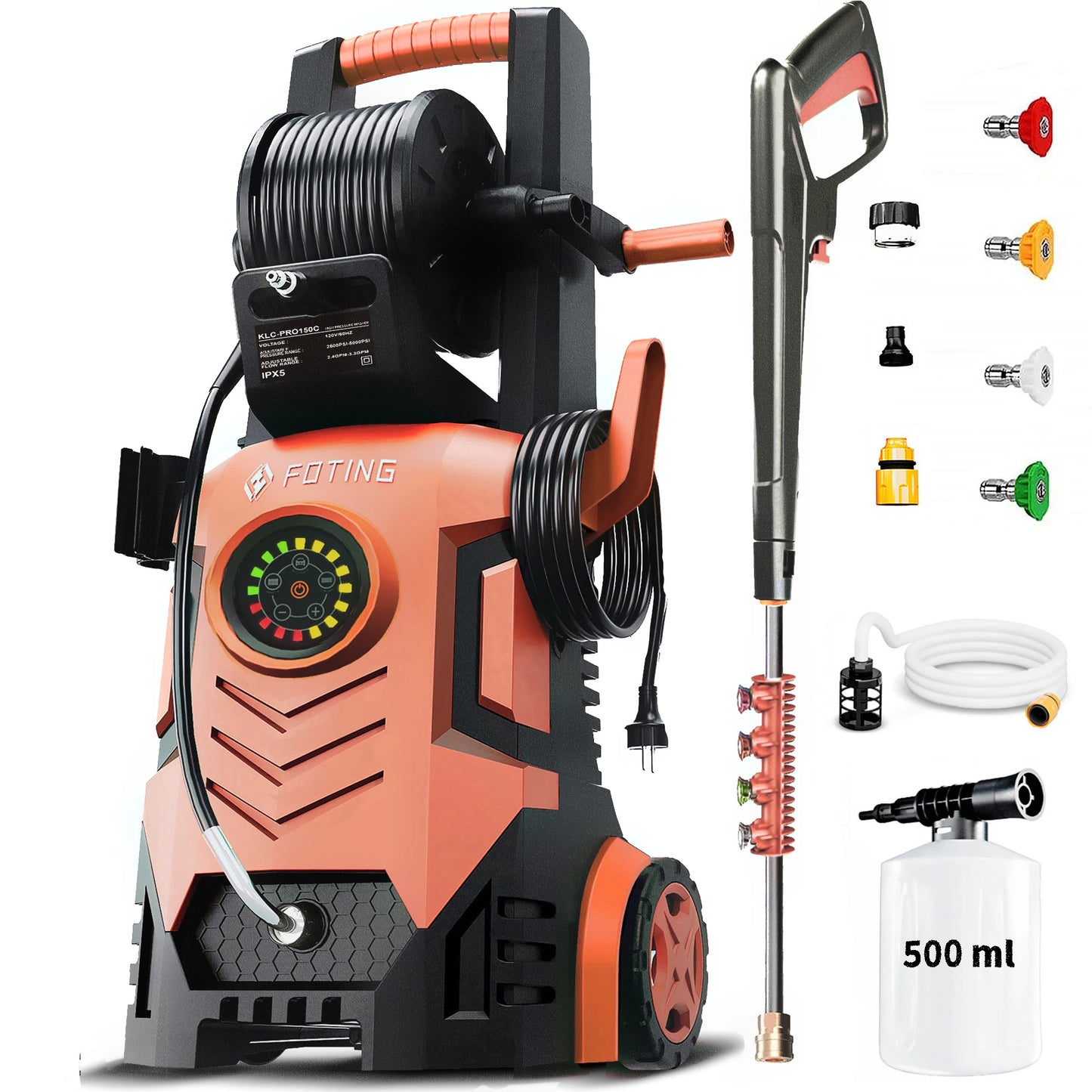 FF FOTING 5000 PSI 3.6 GPM Pressure Washer With 8 Level Touch Screen Foam Cannon