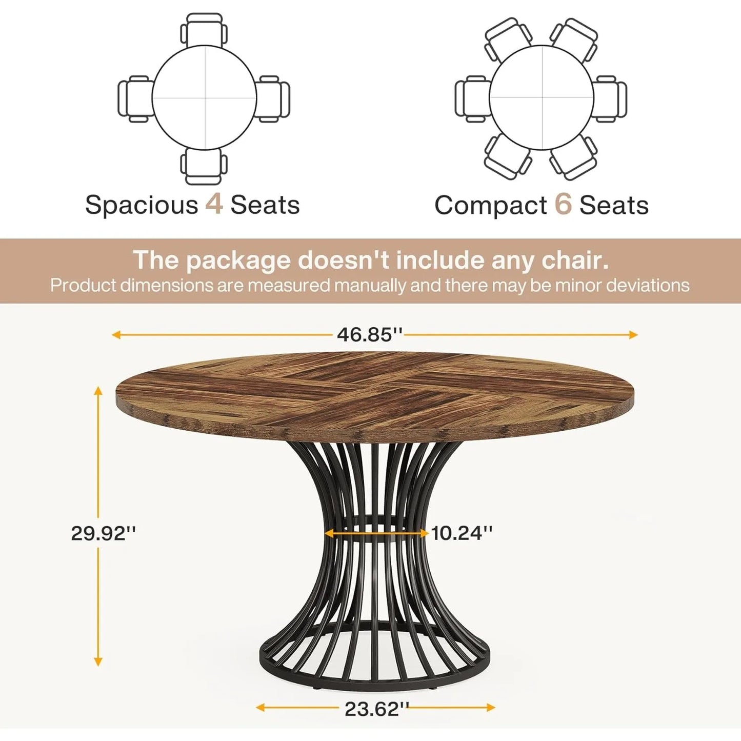 Little Tree Round Conference Table For 4 To 6 With Metal Base