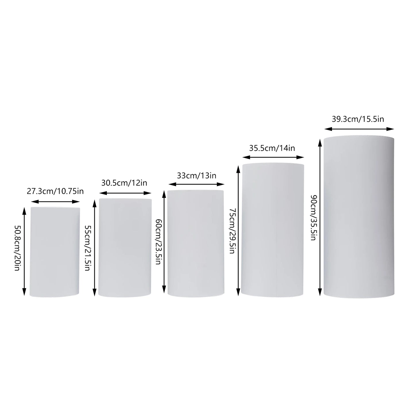 Round Cylinder Pedestal Stand Set 5 or 3 Pieces Freestanding Metal Cake Display