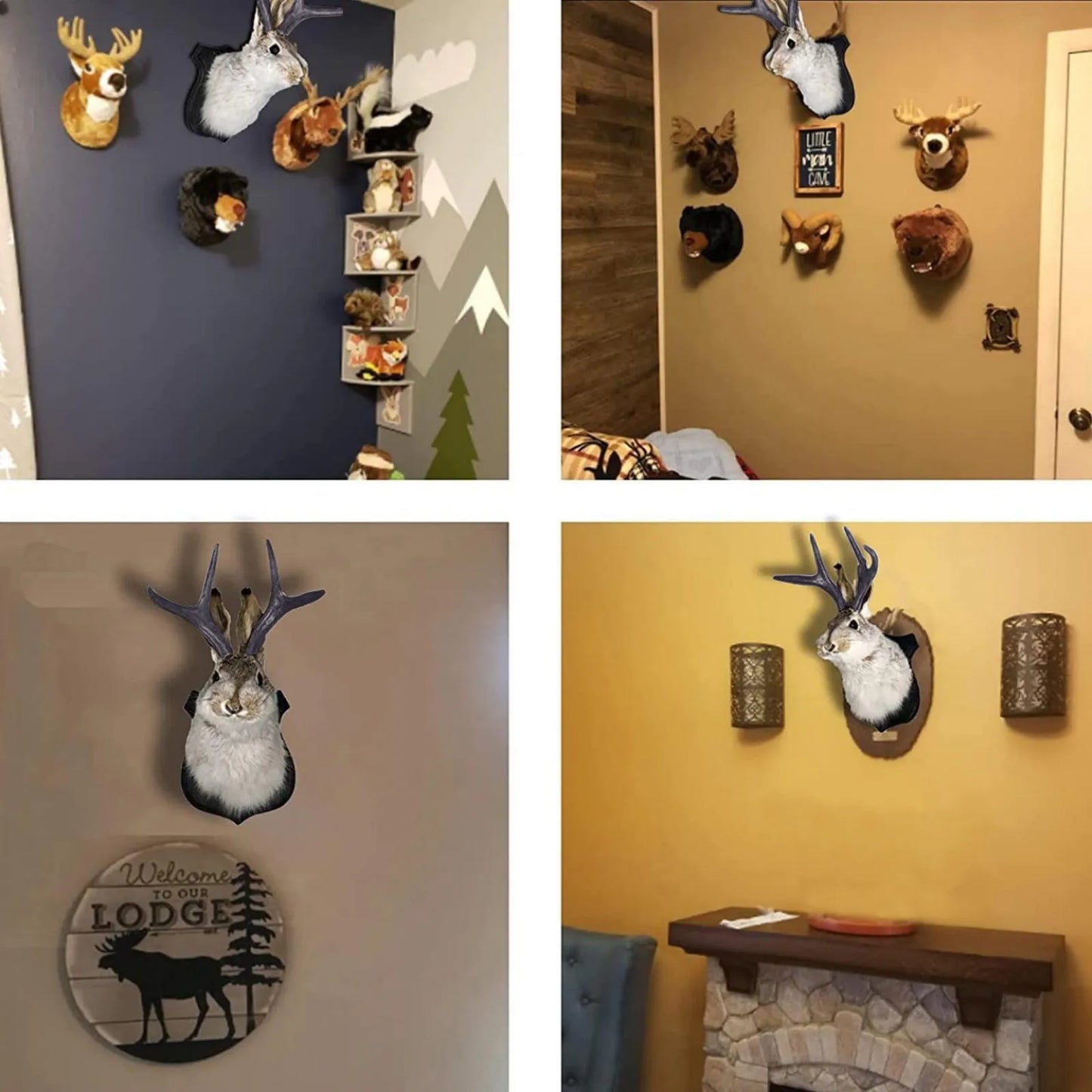 Resin Bunny Head Antlers Wall Decor Jackalope Ornament