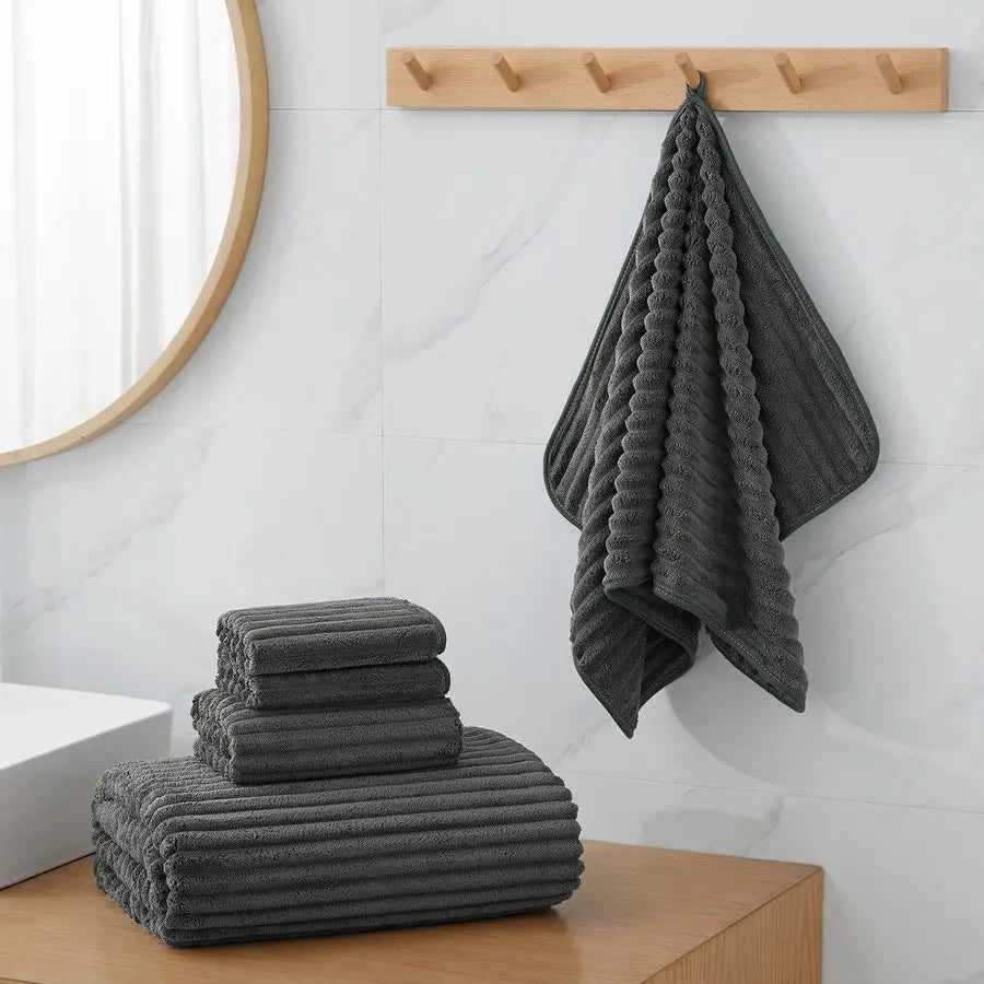 Luxury Bath Towel Set 6 Quick Dry Microfiber Highly Absorbent