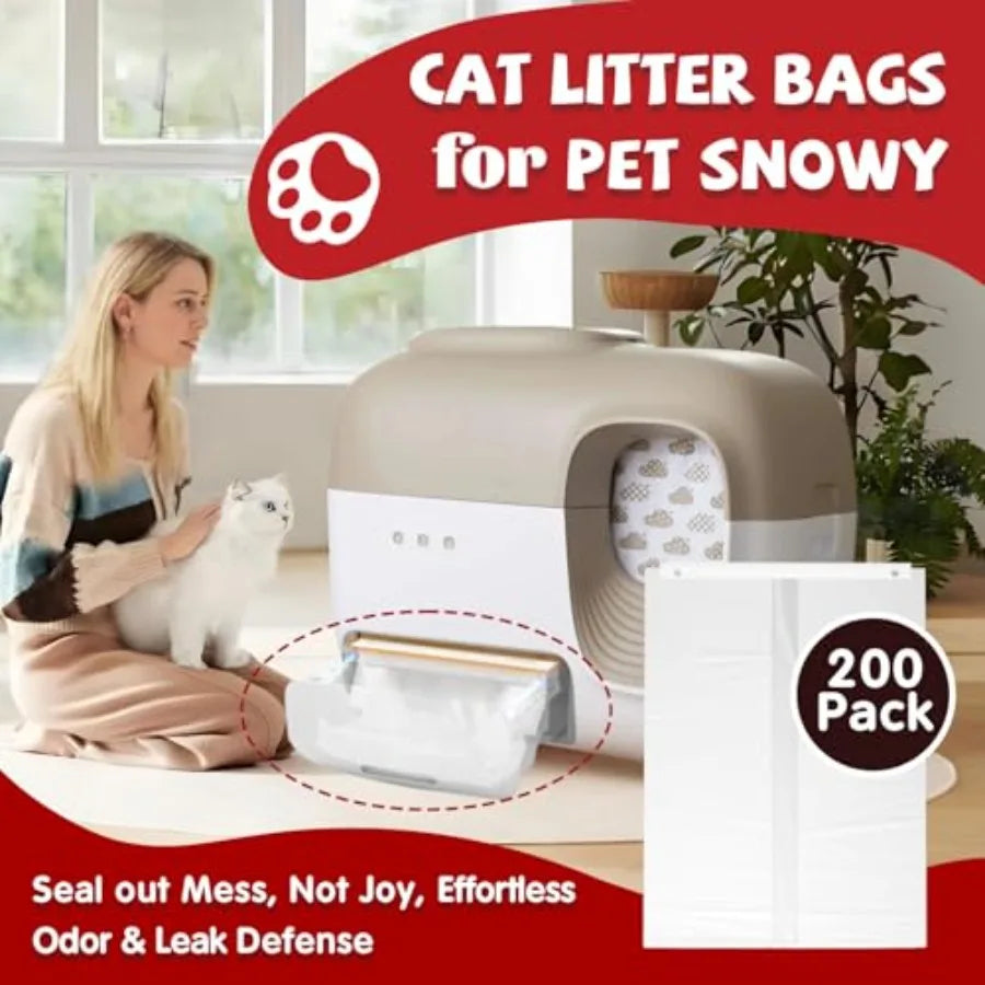 Cat Litter Bags 200 Pcs Self-Sealing Drawer Liner Thickened Wear-Resistant
