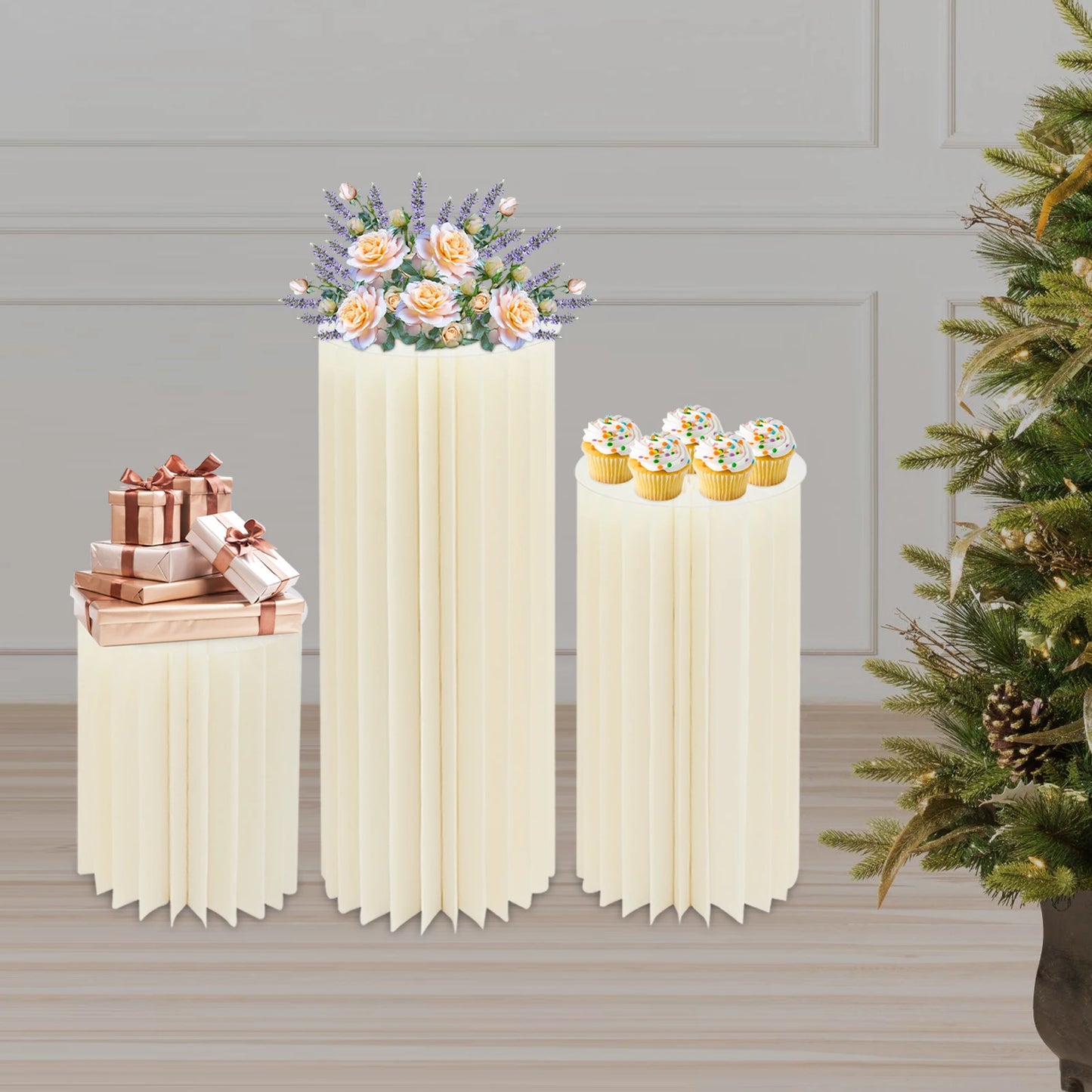 Wedding Flower Stand Cylinder Foldable Cardboard Centerpiece
