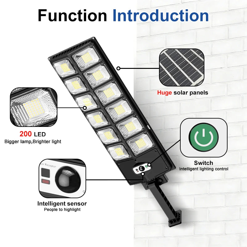 FAMCDC 504 LED Solar Motion Sensor 3 Modes Wall Light Waterproof Outdoor Lamp