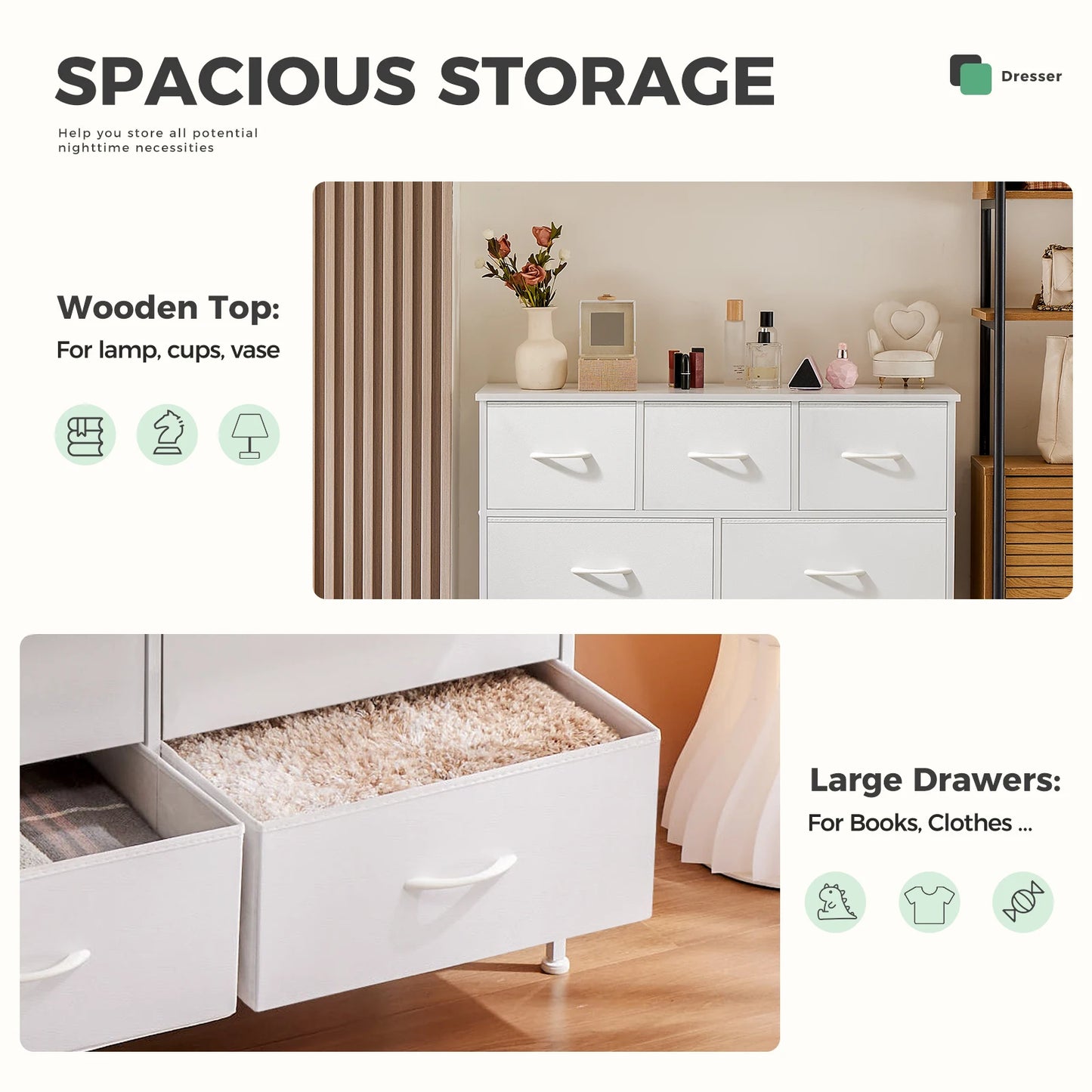 JHK Wardrobe Chest With Fabric Drawers For Bedroom Storage Cabinet
